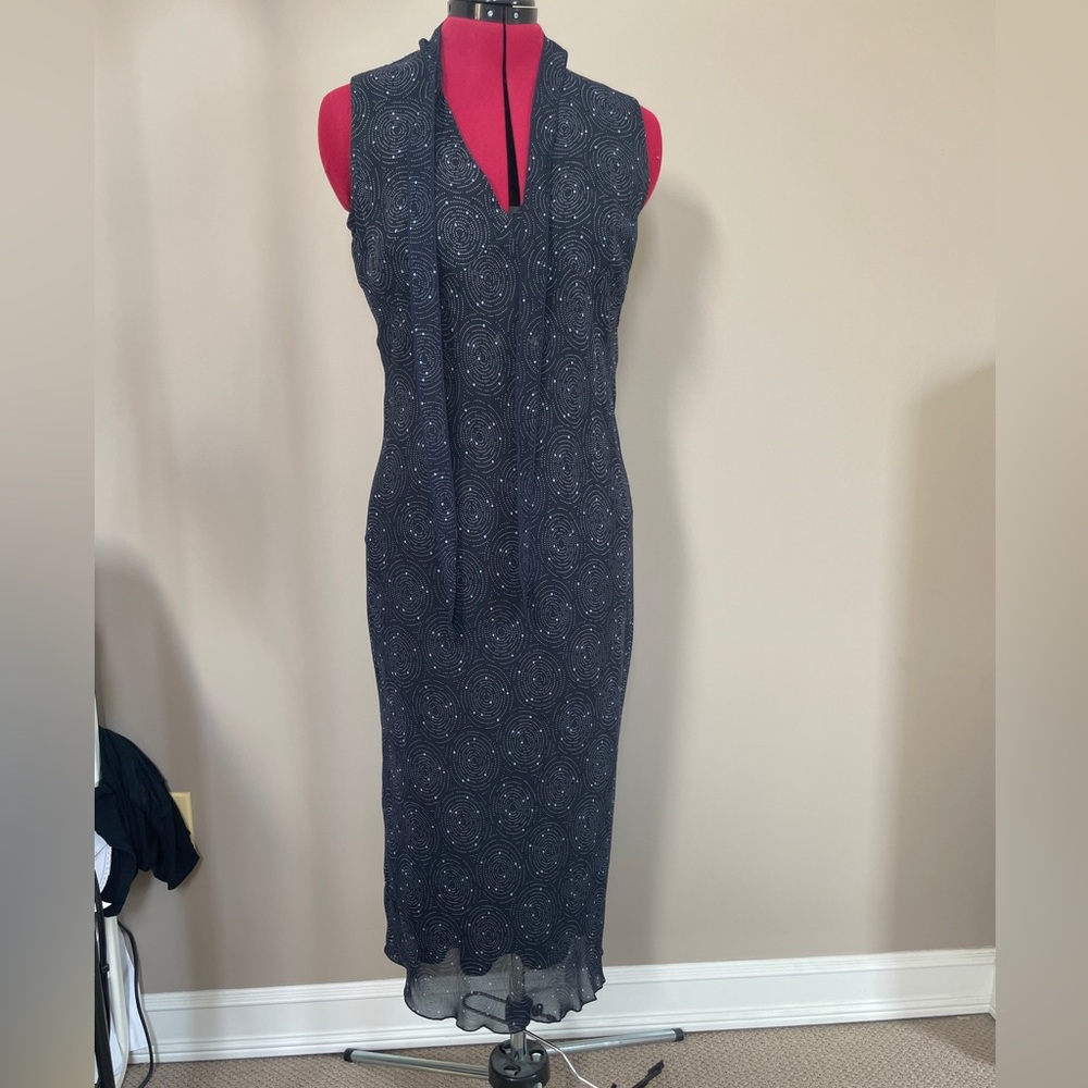 Sleeveless Sheer Print Dress With Separate Slip Underdess
